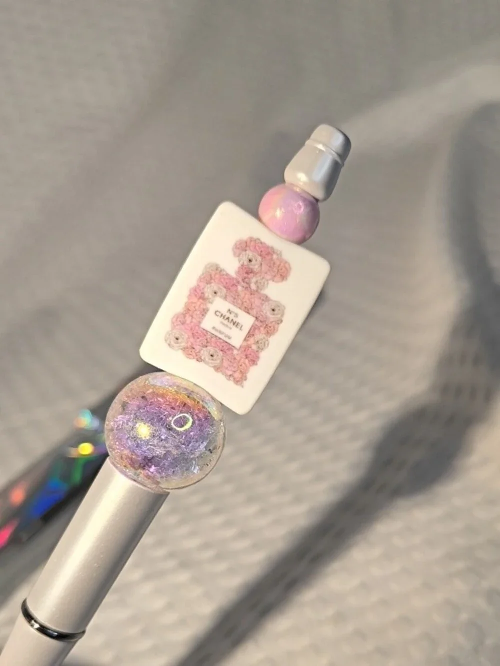 Silver and Pink Decorative  Pen With Extra Ink
